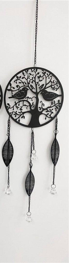 Espanta Espirito Conjunto 3, Buda e Arvore com Passaros, Pingentes Cristal (18cm)