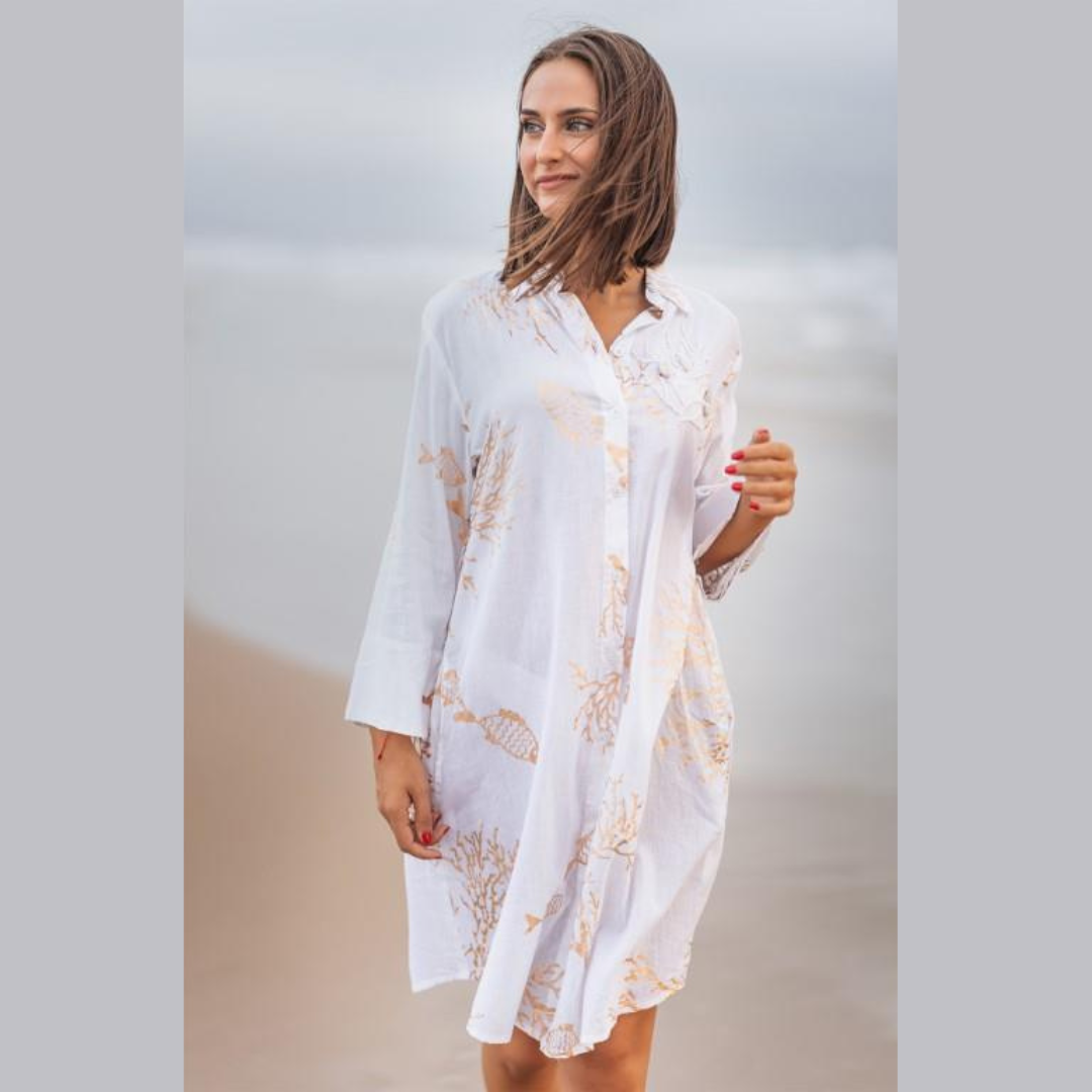 Vestido Camiseiro Crú Mar 35348