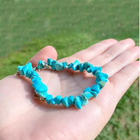 Pulseira Cascalho Howlita Turquesa