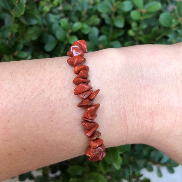 Pulseira Cascalho Jaspe Vermelho