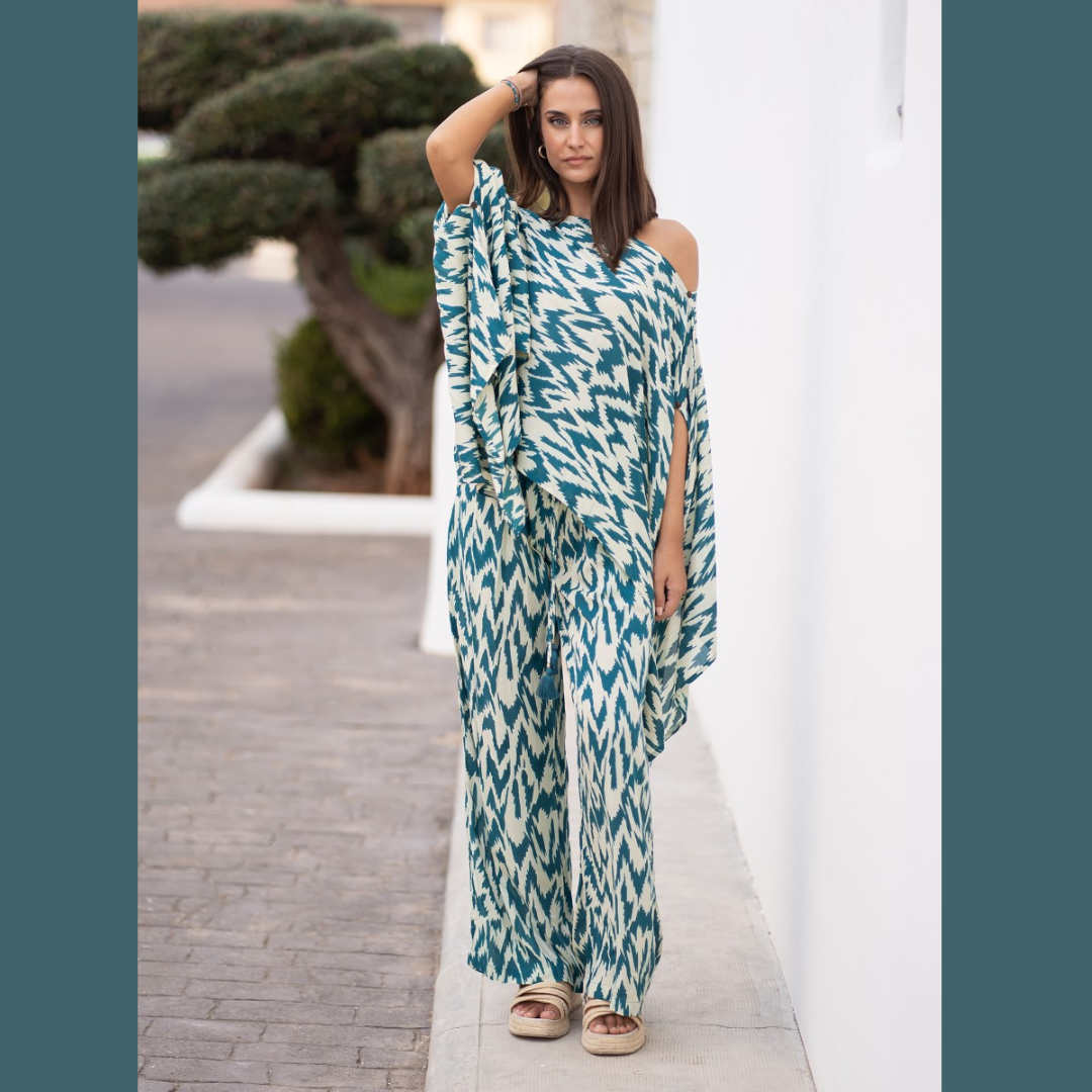 Blusa Estampada Azul Petróleo 35544
