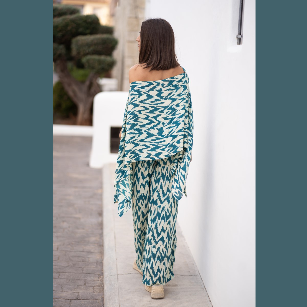 Blusa Estampada Azul Petróleo 35544