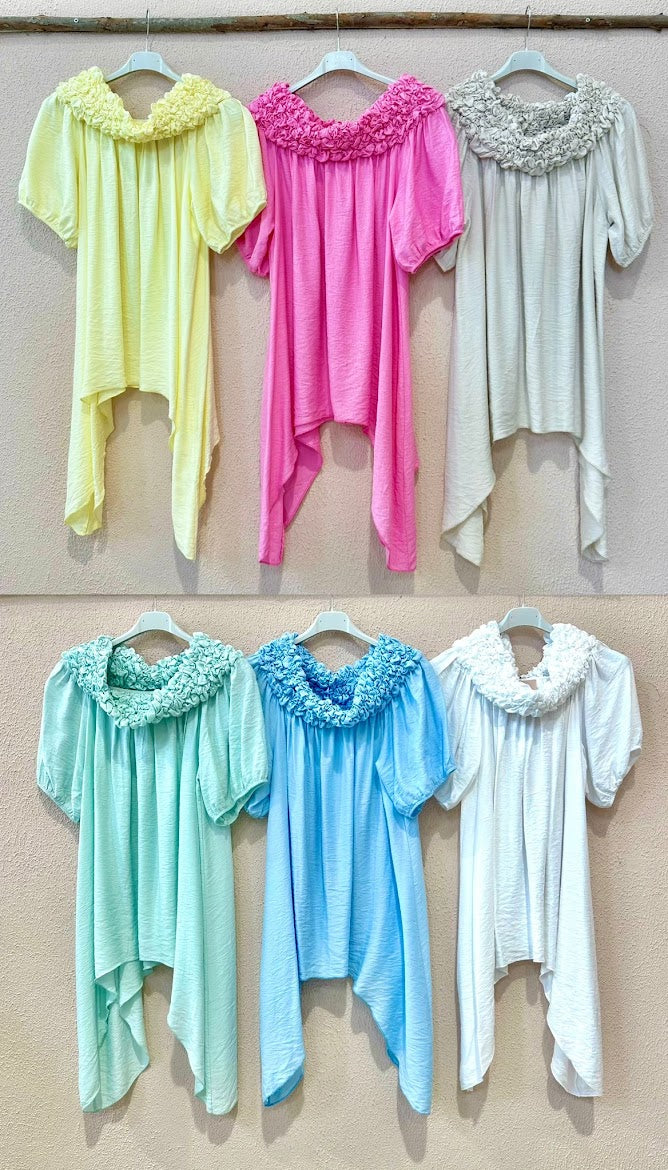 69812 Blusa (Rosa Bebe, Amarelo, Branco, Verde Agua, Bege)