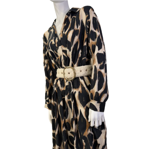Vestido Tipo Camisa Padrão Animal