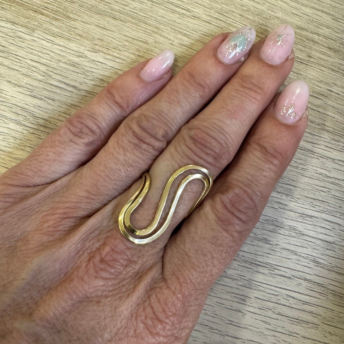 Anel Inox Caotico Simplificado (Prateado/Dourado)