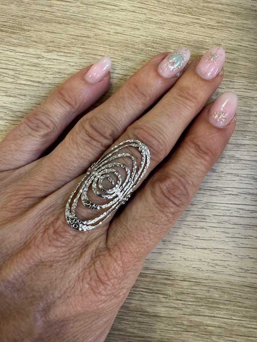 Anel Inox Espiral Estampado VARIEDADES (Prateado/Dourado)
