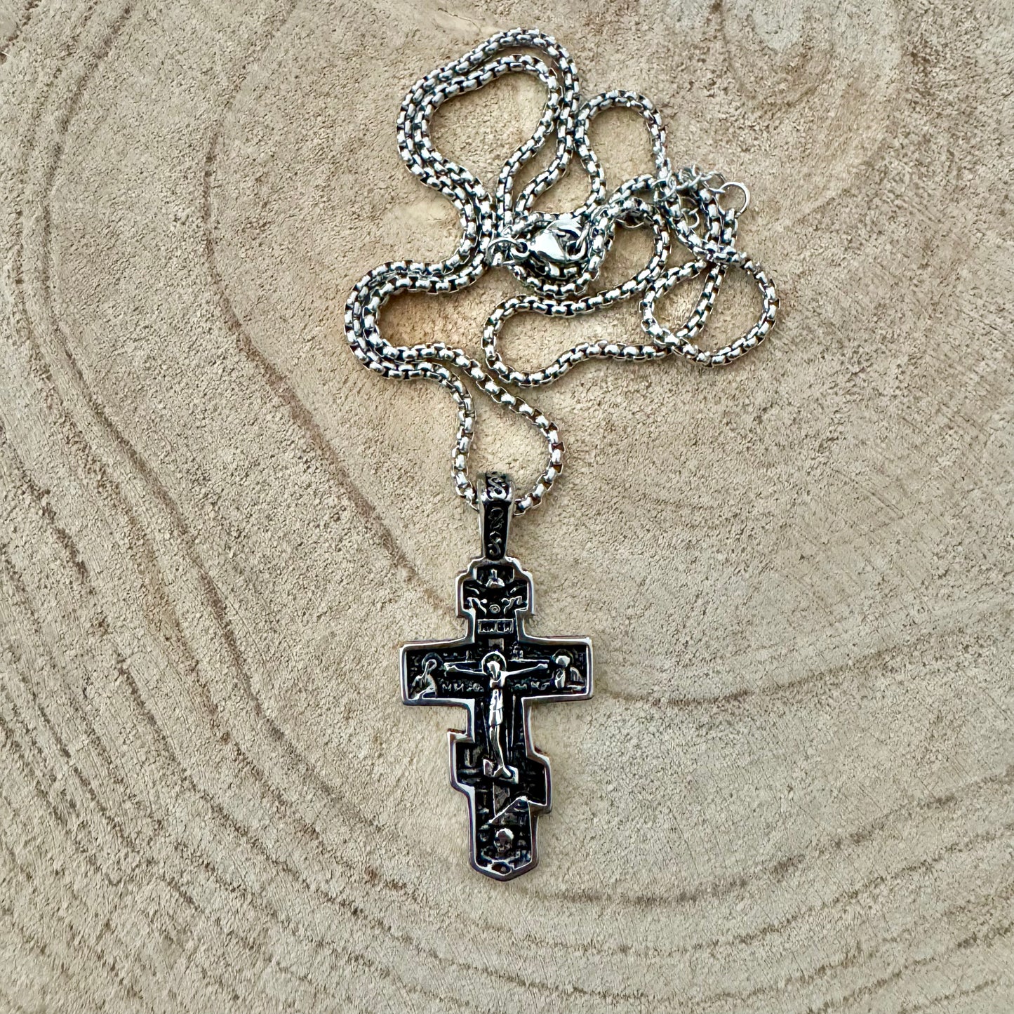 Pendente Homem Prateado - Cruz Russa Ortodóxa