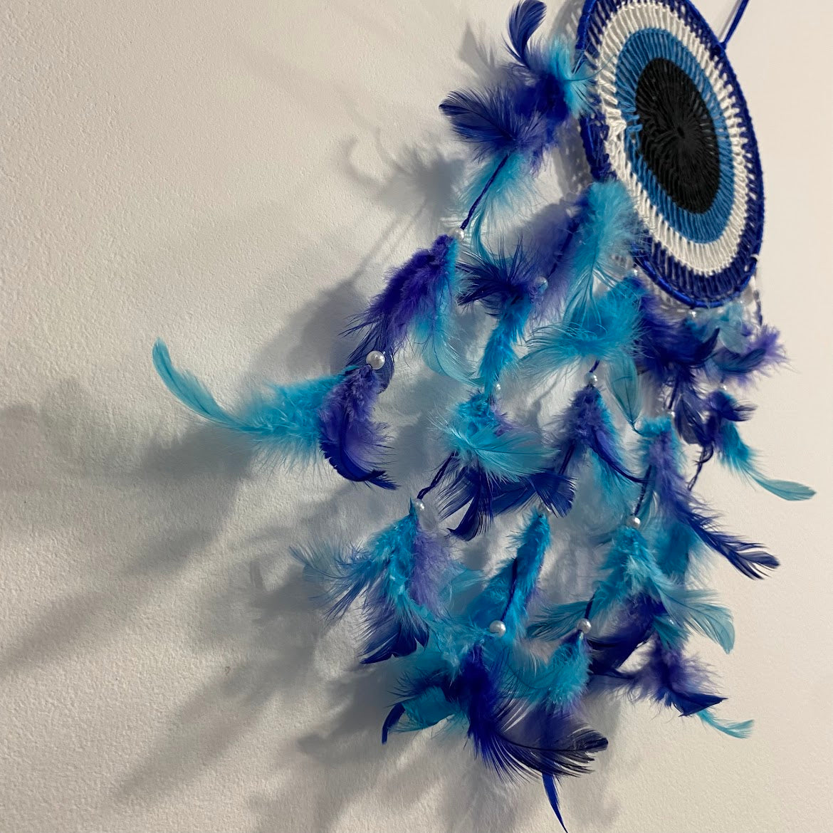 Caça Sonhos Olho Mau (Azul e Branco)