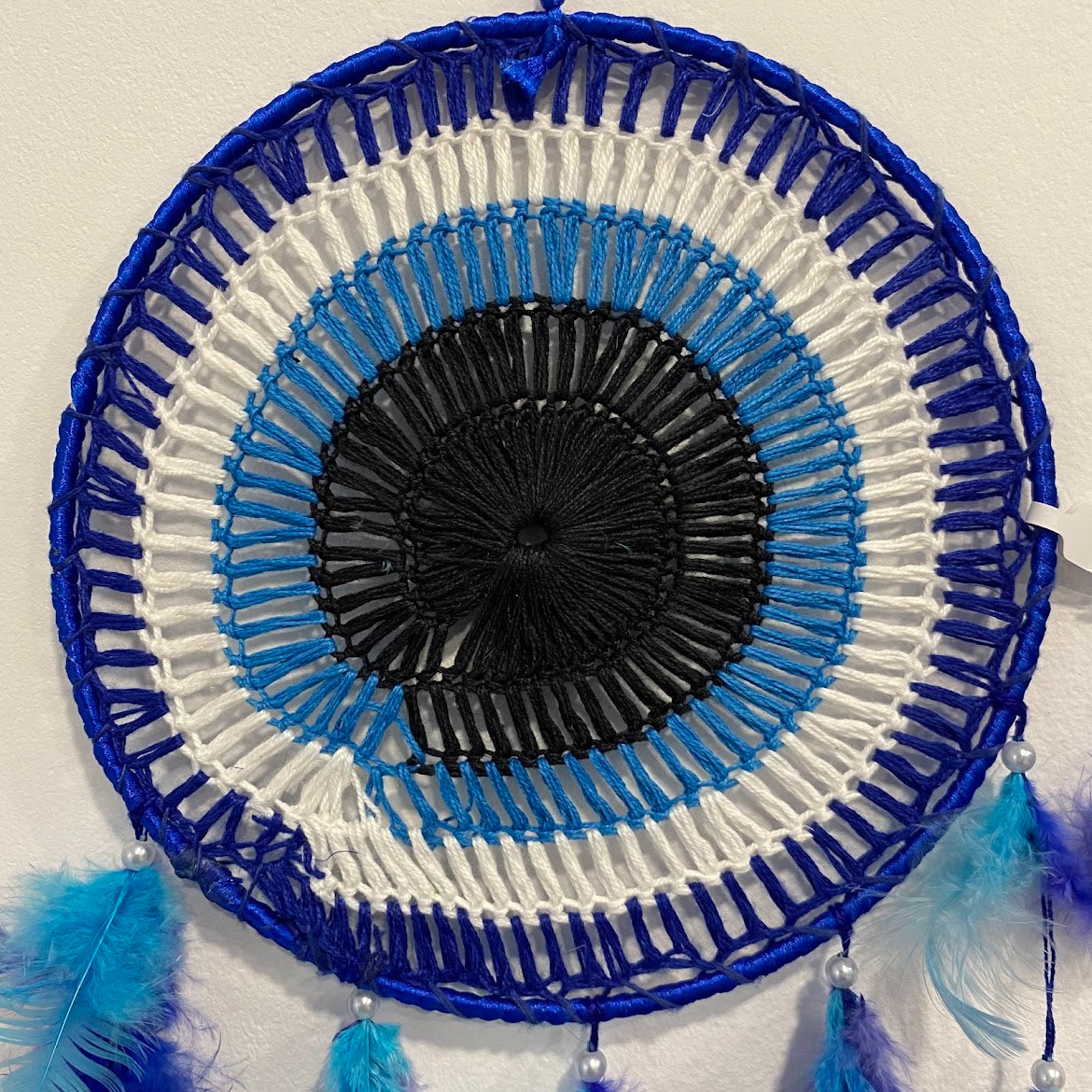 Caça Sonhos Olho Mau (Azul e Branco)