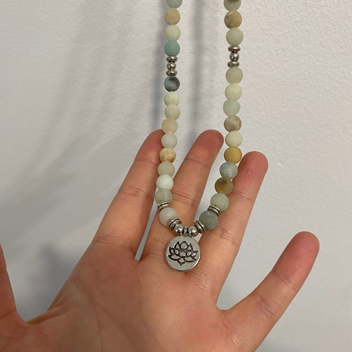 Japamala - Amazonite com Pendente Flor de Lótus