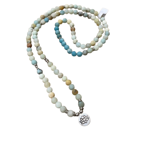 Japamala - Amazonite com Pendente Flor de Lótus
