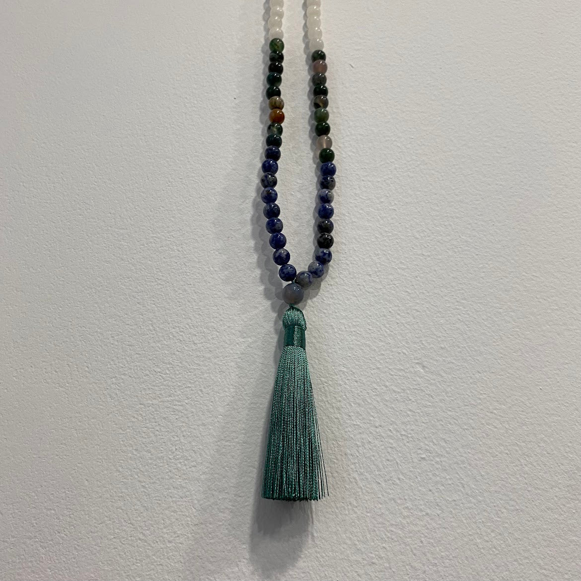 Japamala - de Pedras Agata Musgosa, Jade, e Sodalite.