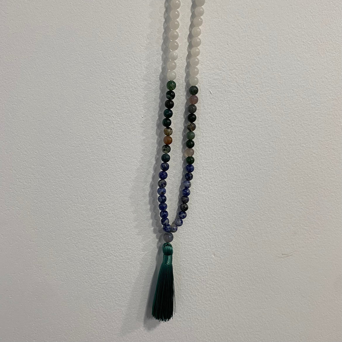 Japamala - de Pedras Agata Musgosa, Jade, e Sodalite.