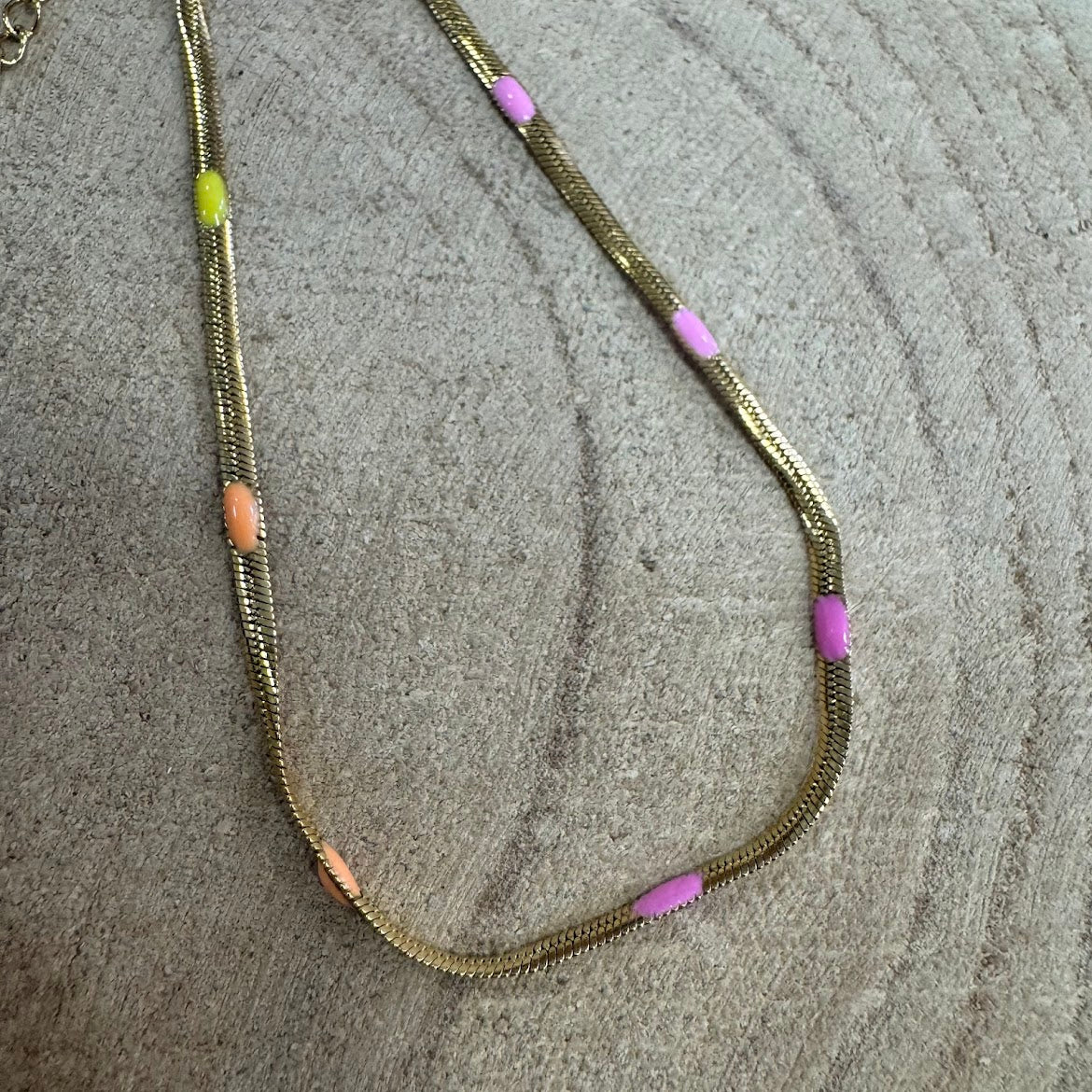 Pulseira de Pé Dourada Simples com Cores (VARIEDADES) Rosa