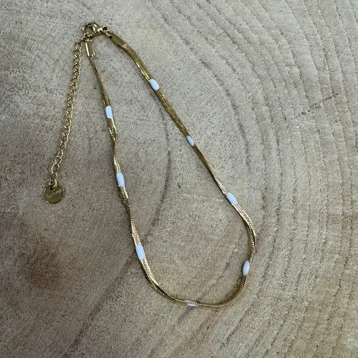 Pulseira de Pé Dourada Simples com Cores (VARIEDADES) Rosa