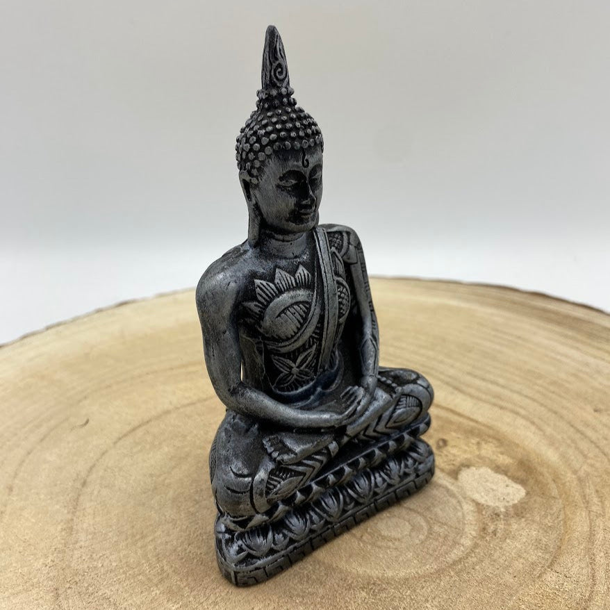 Buda, Sentado - Madeira, Prata, e Dourada (12.5cm) Imita Madeira