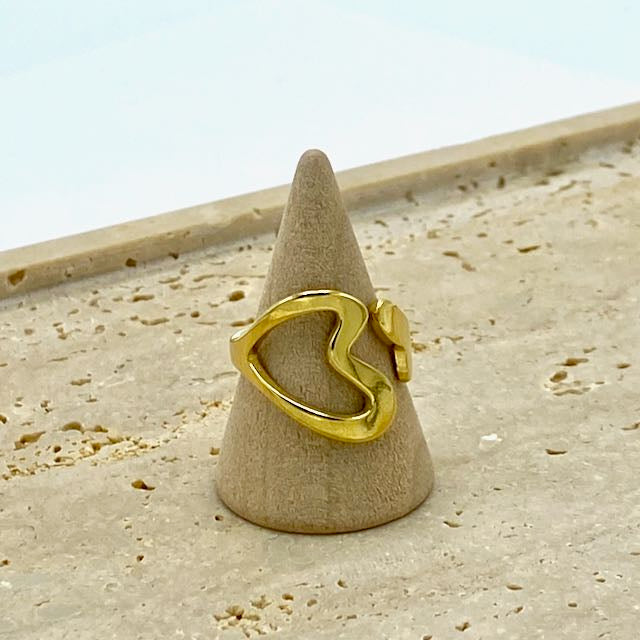 Anel Coraçoes Abertos Dourado
