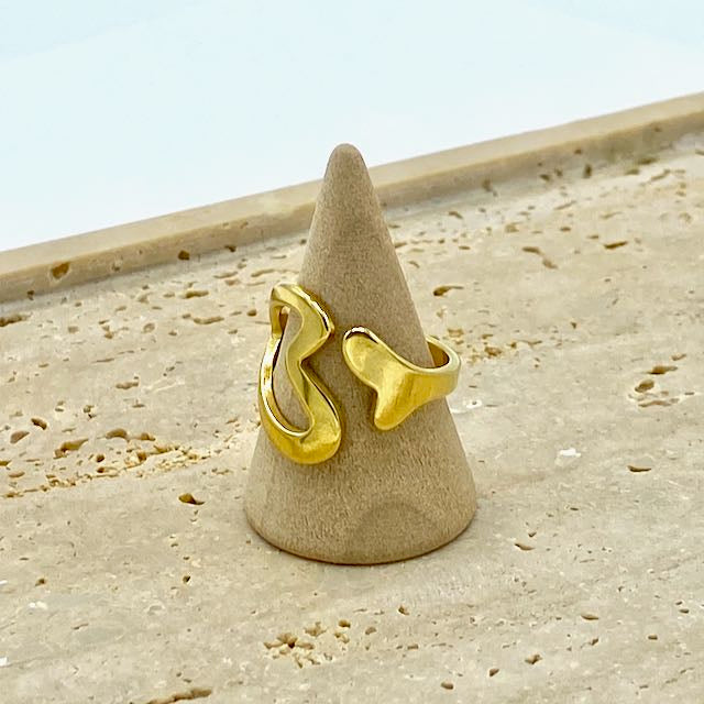Anel Coraçoes Abertos Dourado
