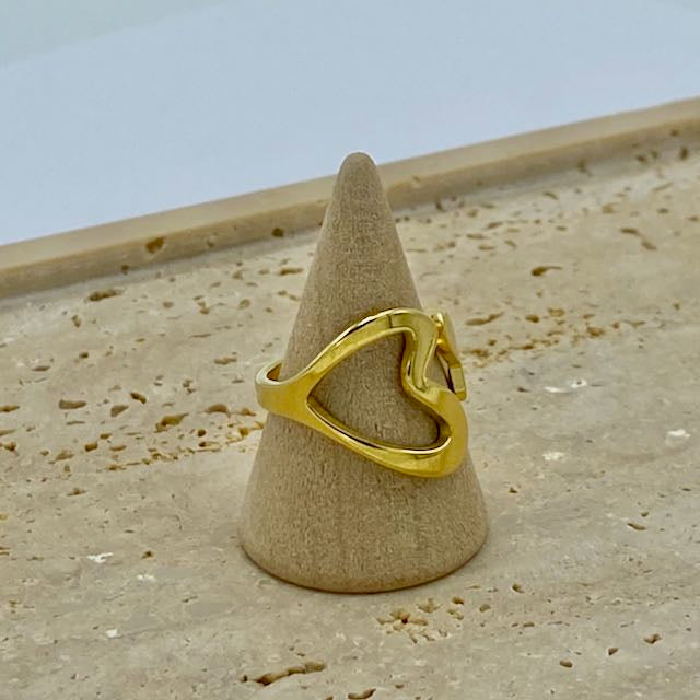 Anel Coraçoes Abertos Dourado