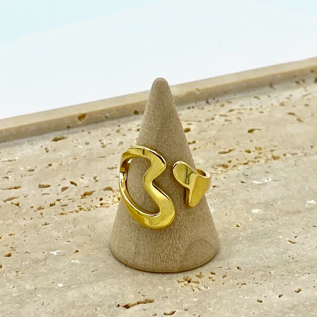 Anel Coraçoes Abertos Dourado