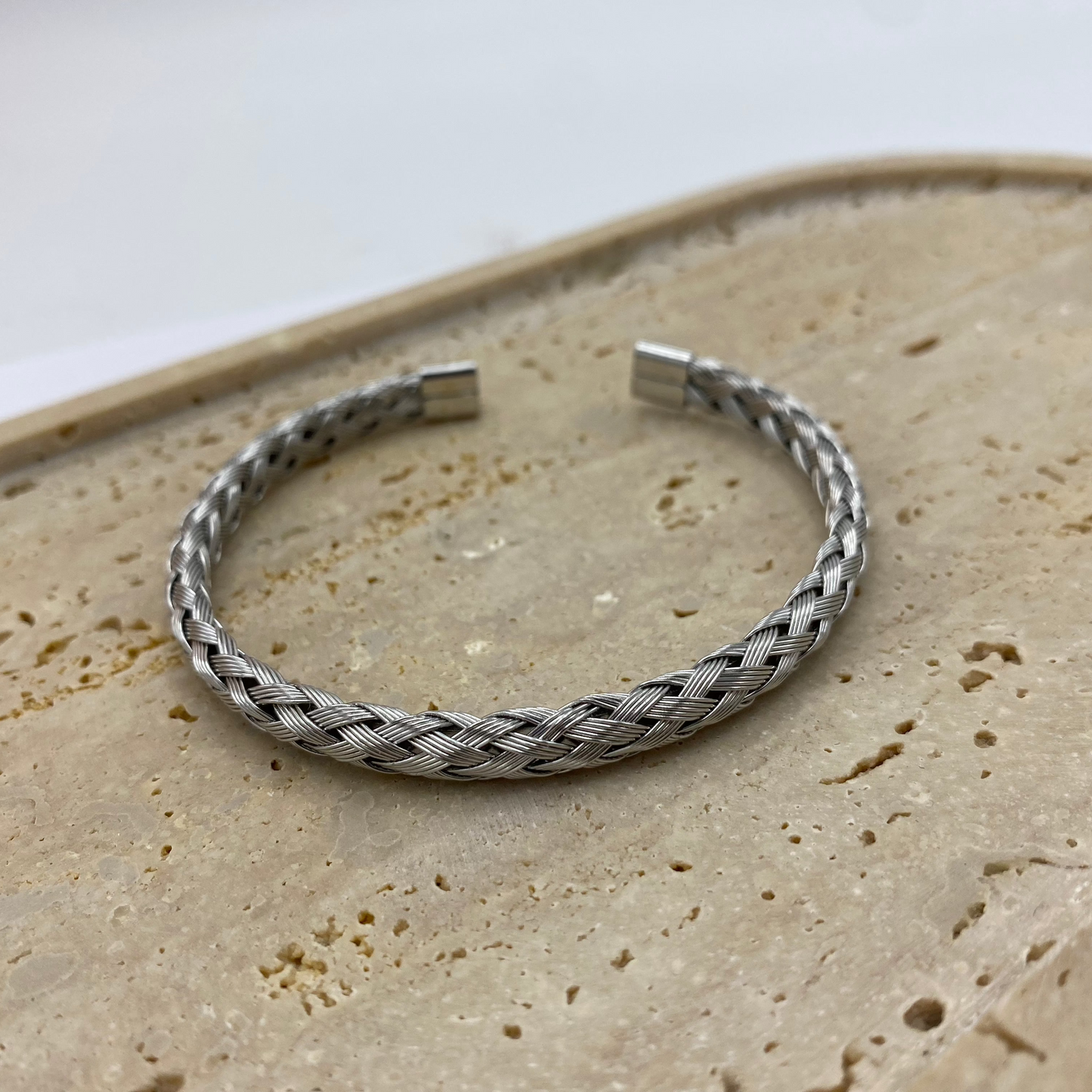 Pulseira Homem Metal Prata Abertas (Variadades) Azul e Prateado