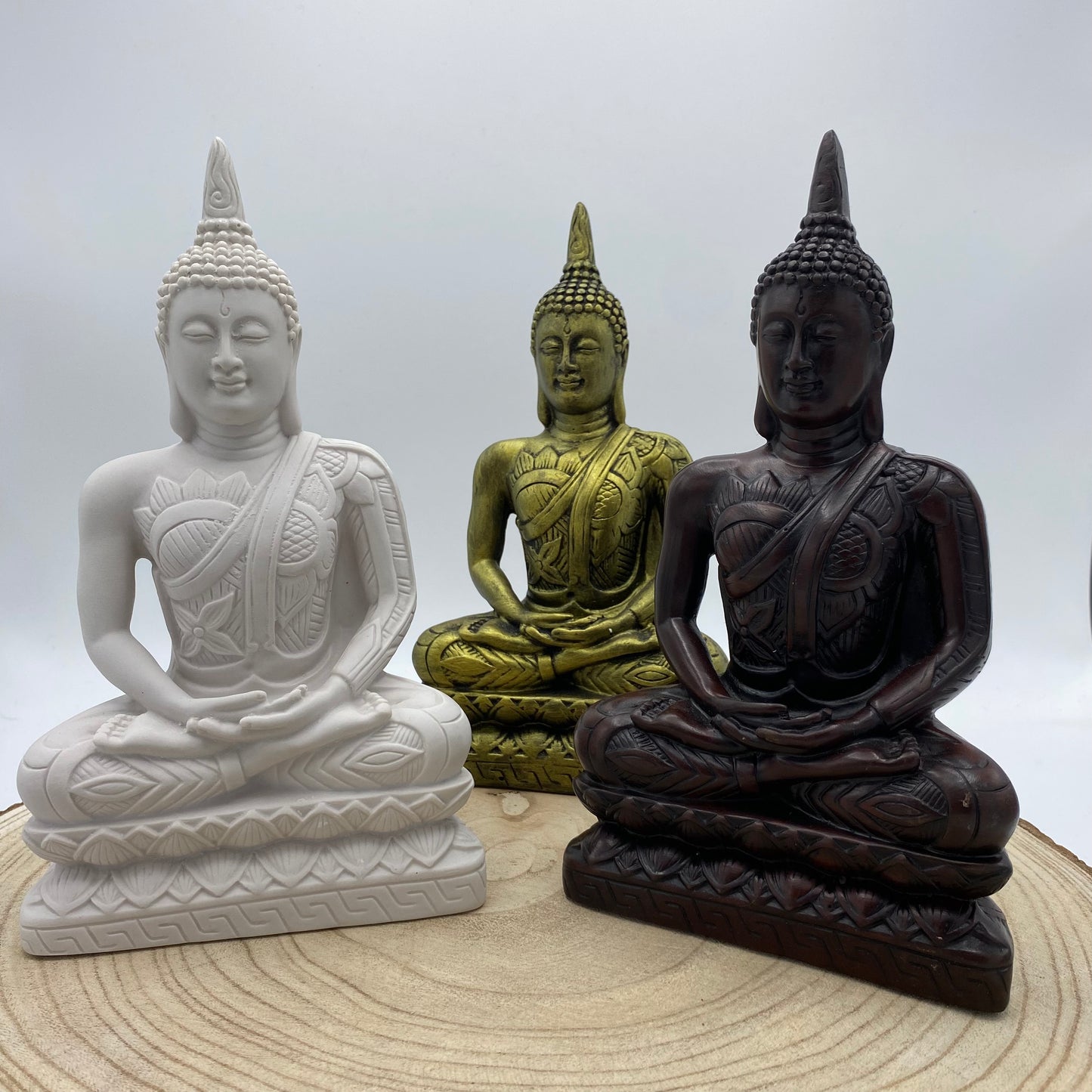 Buda, Sentado Media (Madeira, Bronze, Branco)