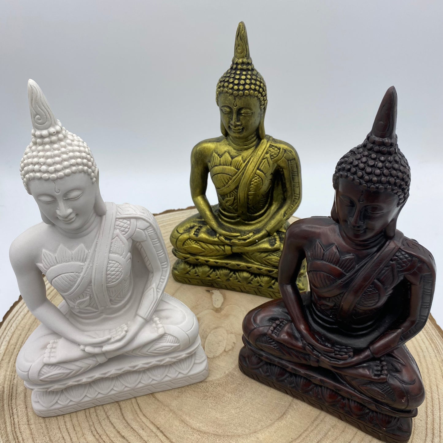 Buda, Sentado Media (Madeira, Bronze, Branco)