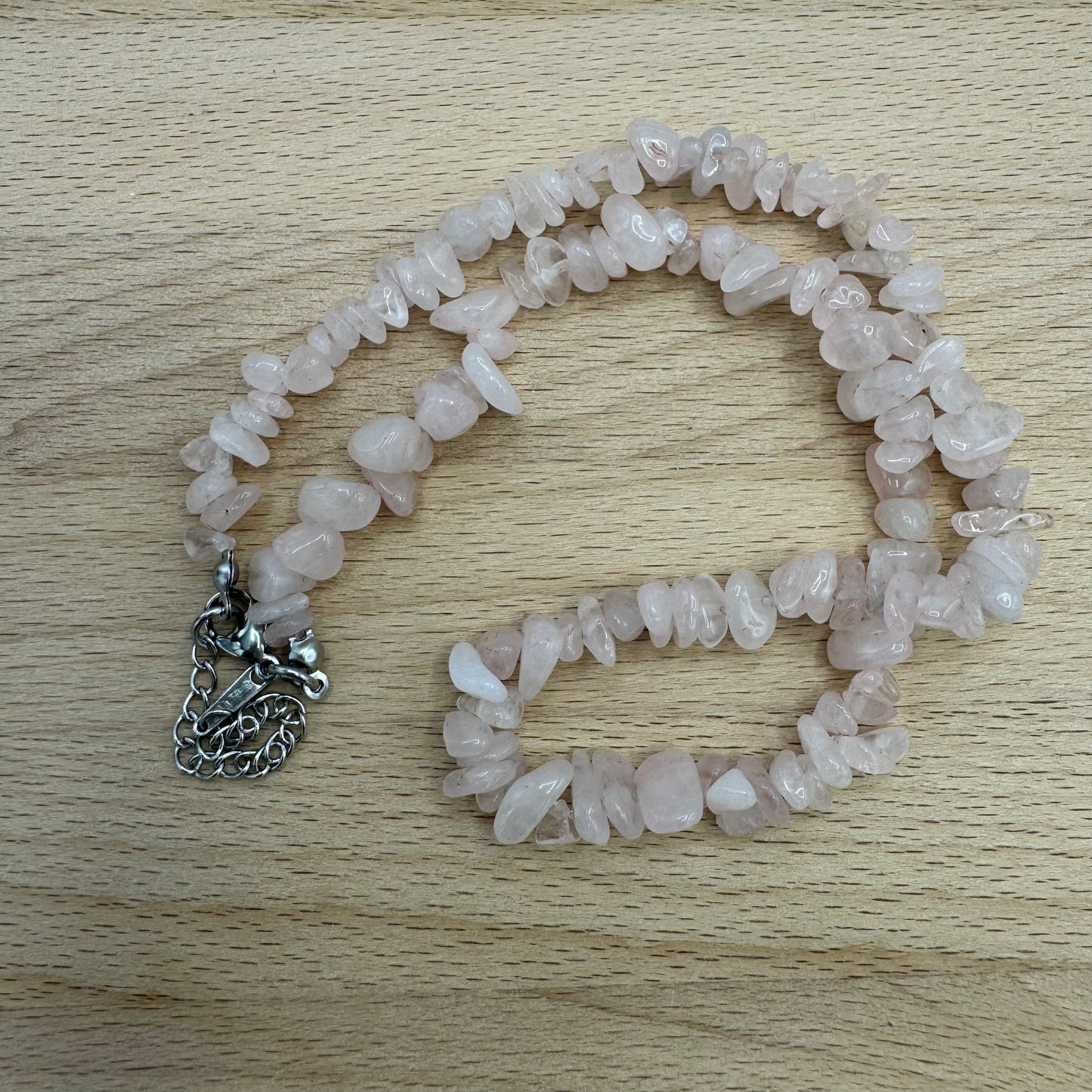 Colar Pedra Cascalho Quartzo Rosa