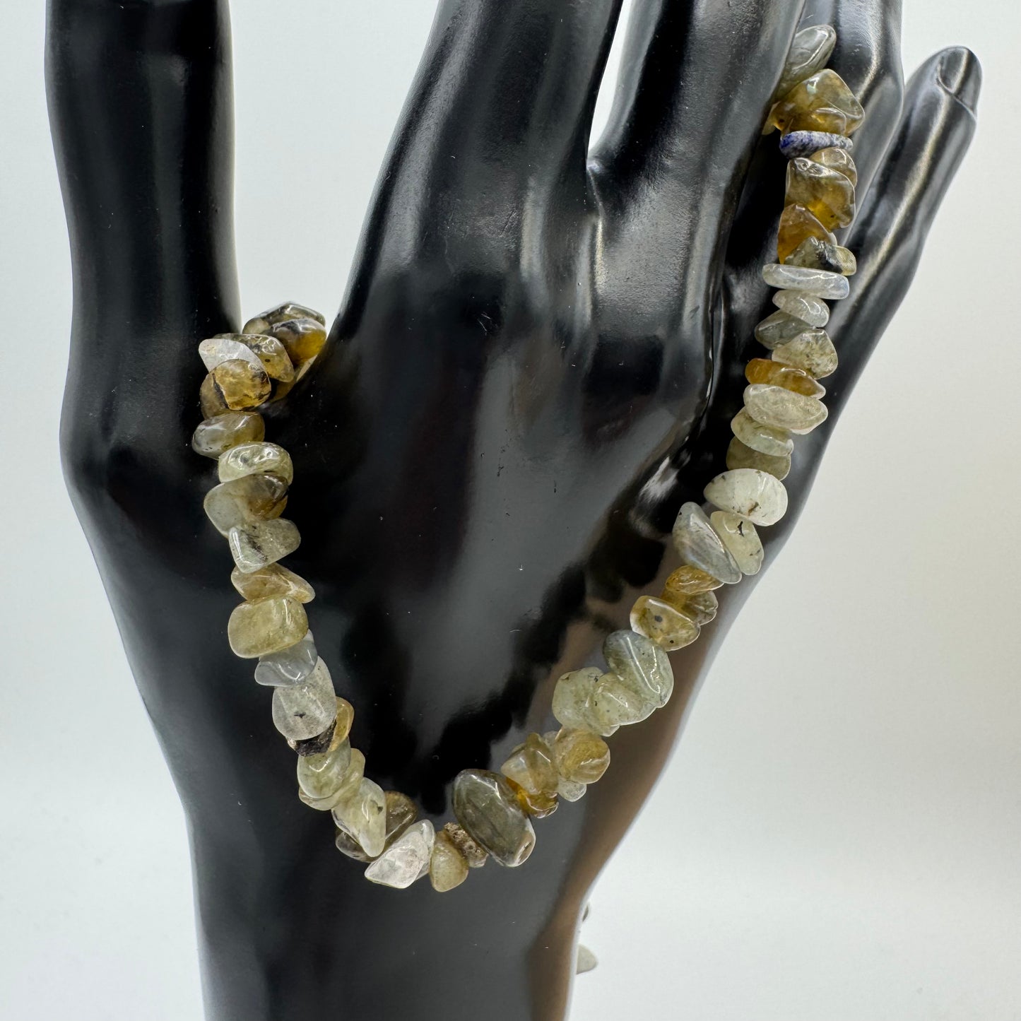 Colar Pedra Cascalho Labradorite
