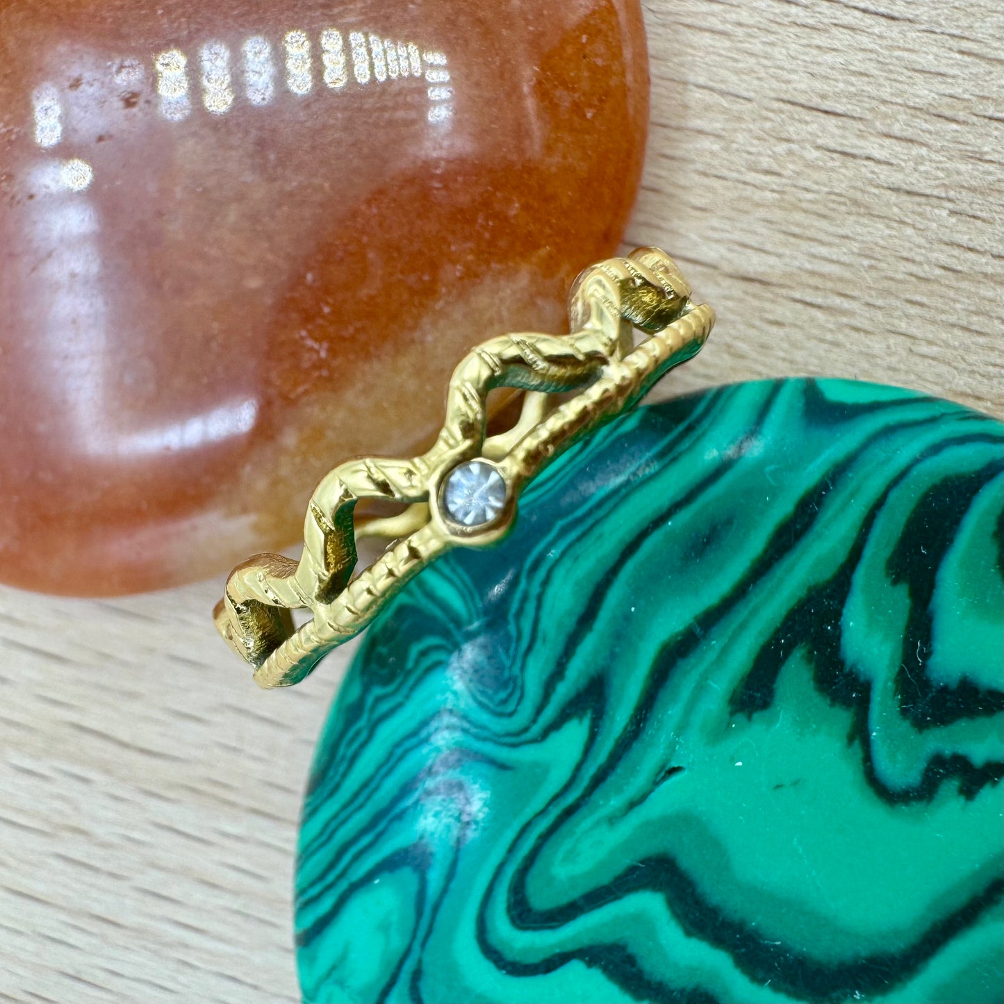 Anel Aliança Aço Dourado Grinalda