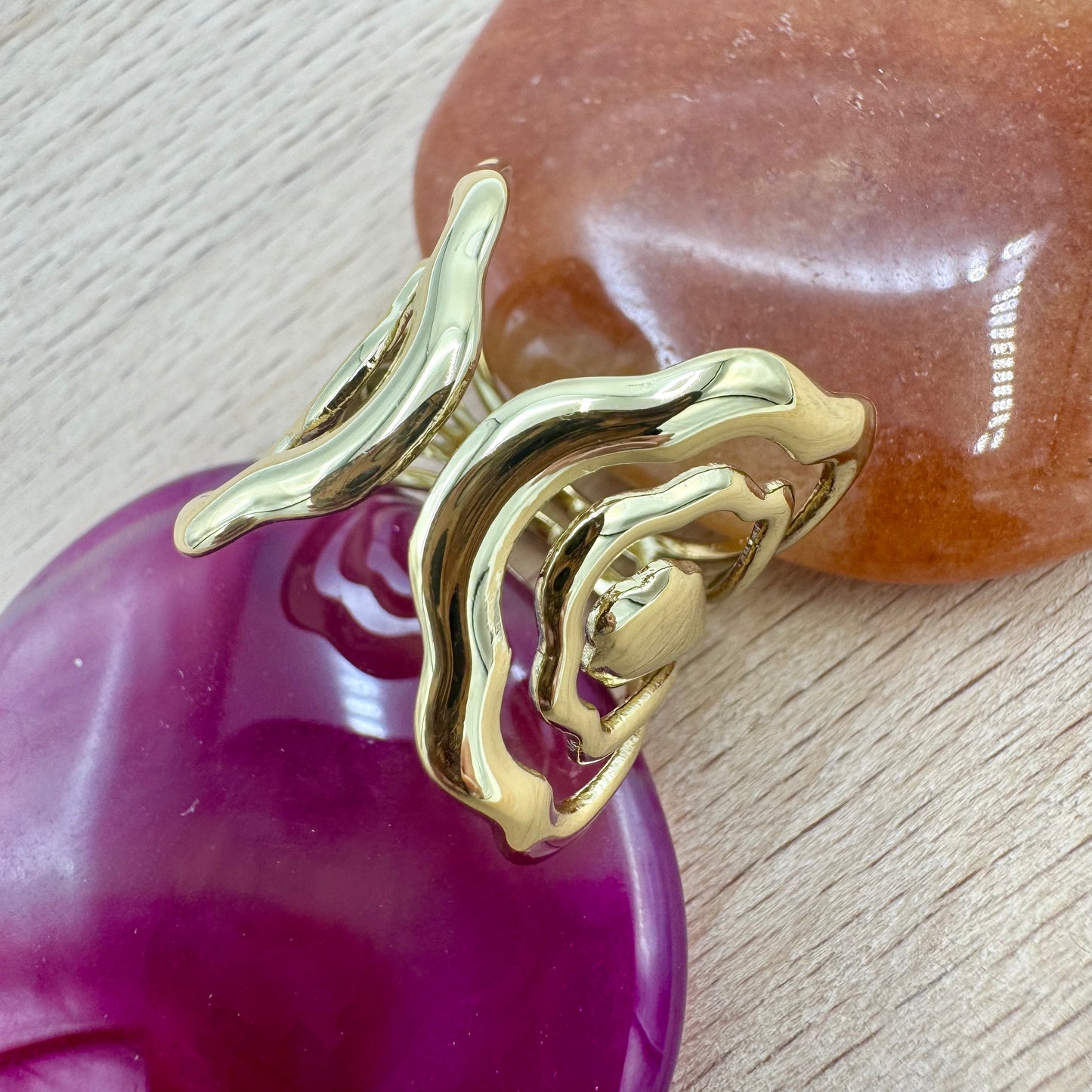 Anel Flor de Fogo Dourado