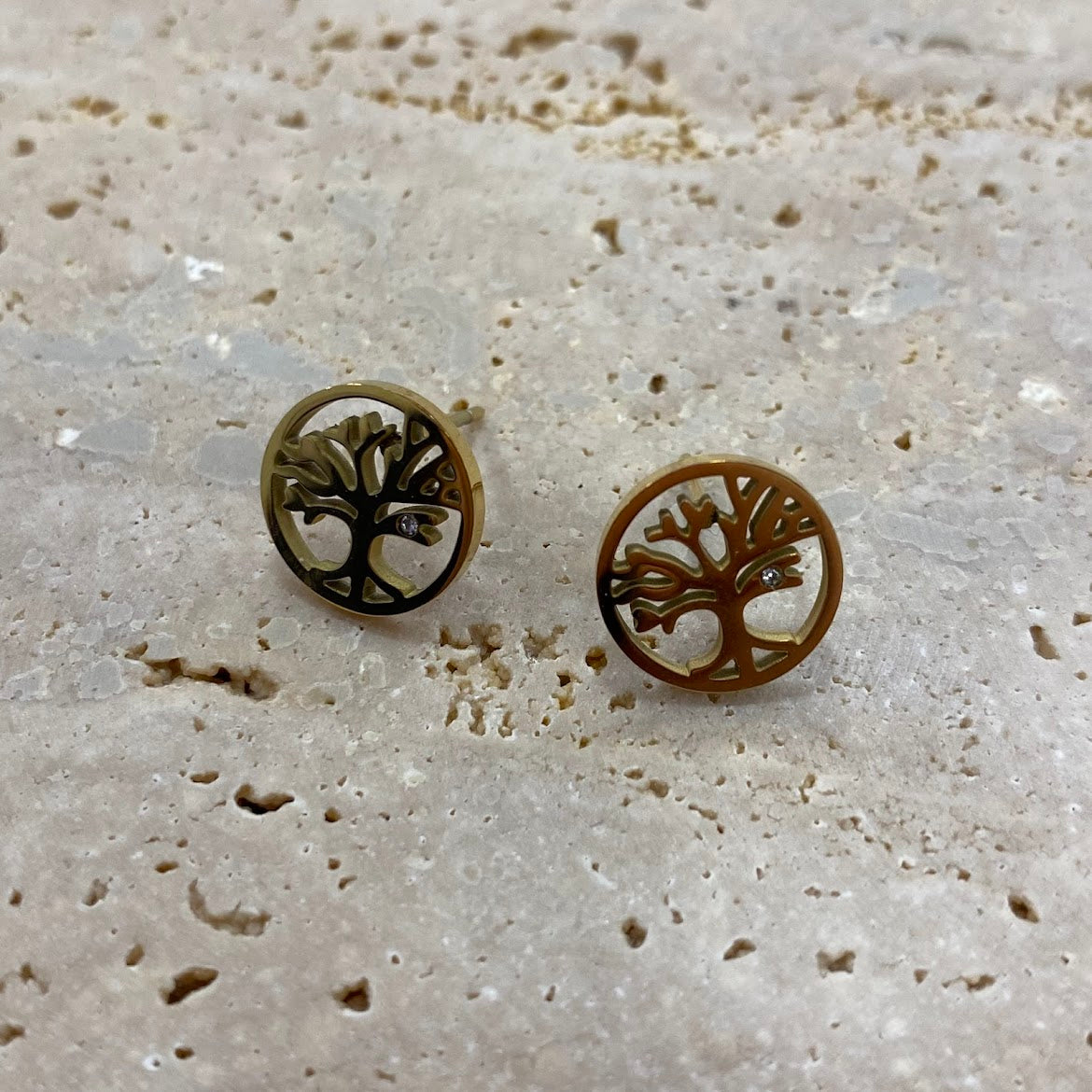 Brincos , Arvore Da Vida com Brilhante VARIEDADES (Prata e Dourado) Dourado