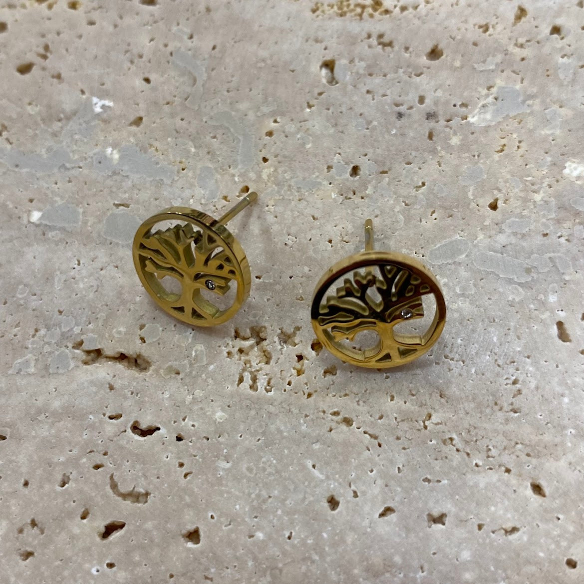 Brincos , Arvore Da Vida com Brilhante VARIEDADES (Prata e Dourado) Dourado