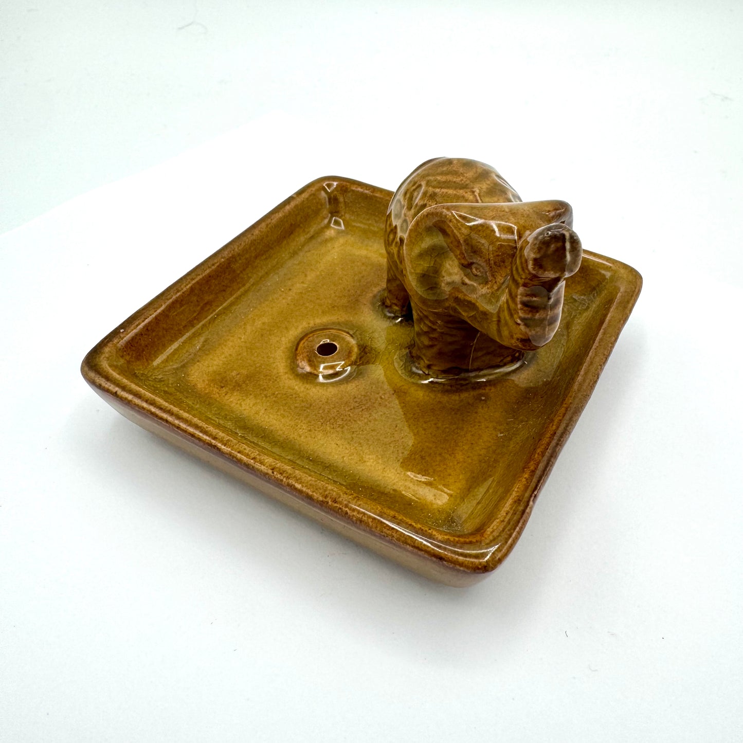 Suporte Incensos Porcelana Elefante Quadrado