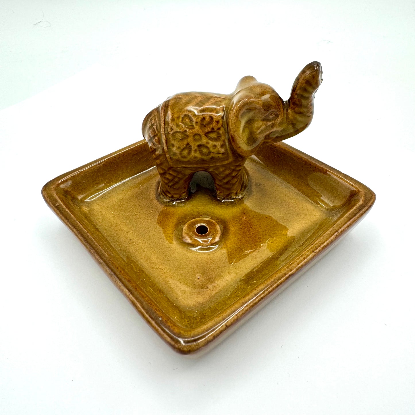Suporte Incensos Porcelana Elefante Quadrado