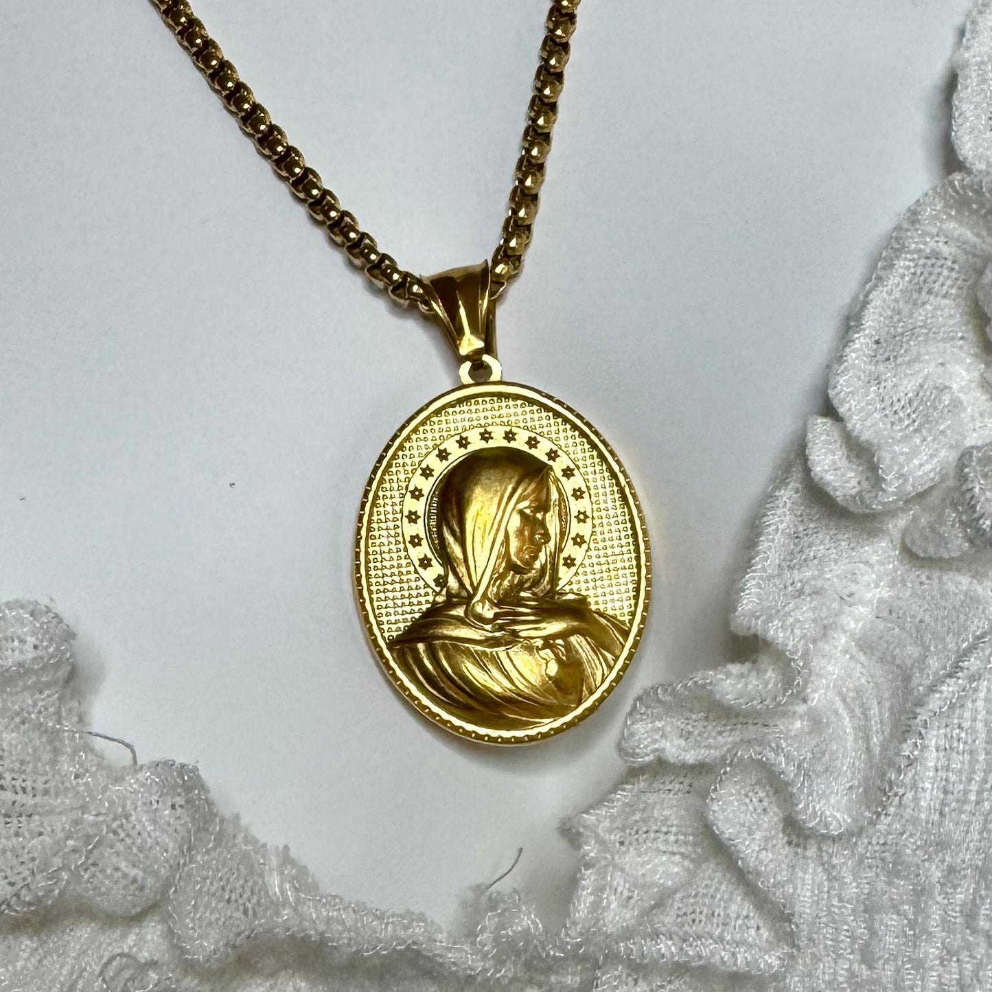 Fio Inox Dourado - Medalha Santos (Variantes Maria, Fátima, S. António)
