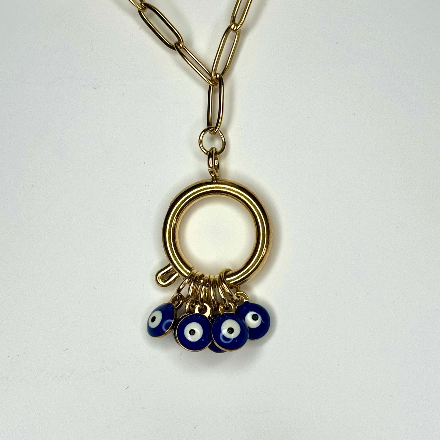 Fio Inox Dourado - Argola com Olhos Turcos (Varientes Preto, Azul, Branco)