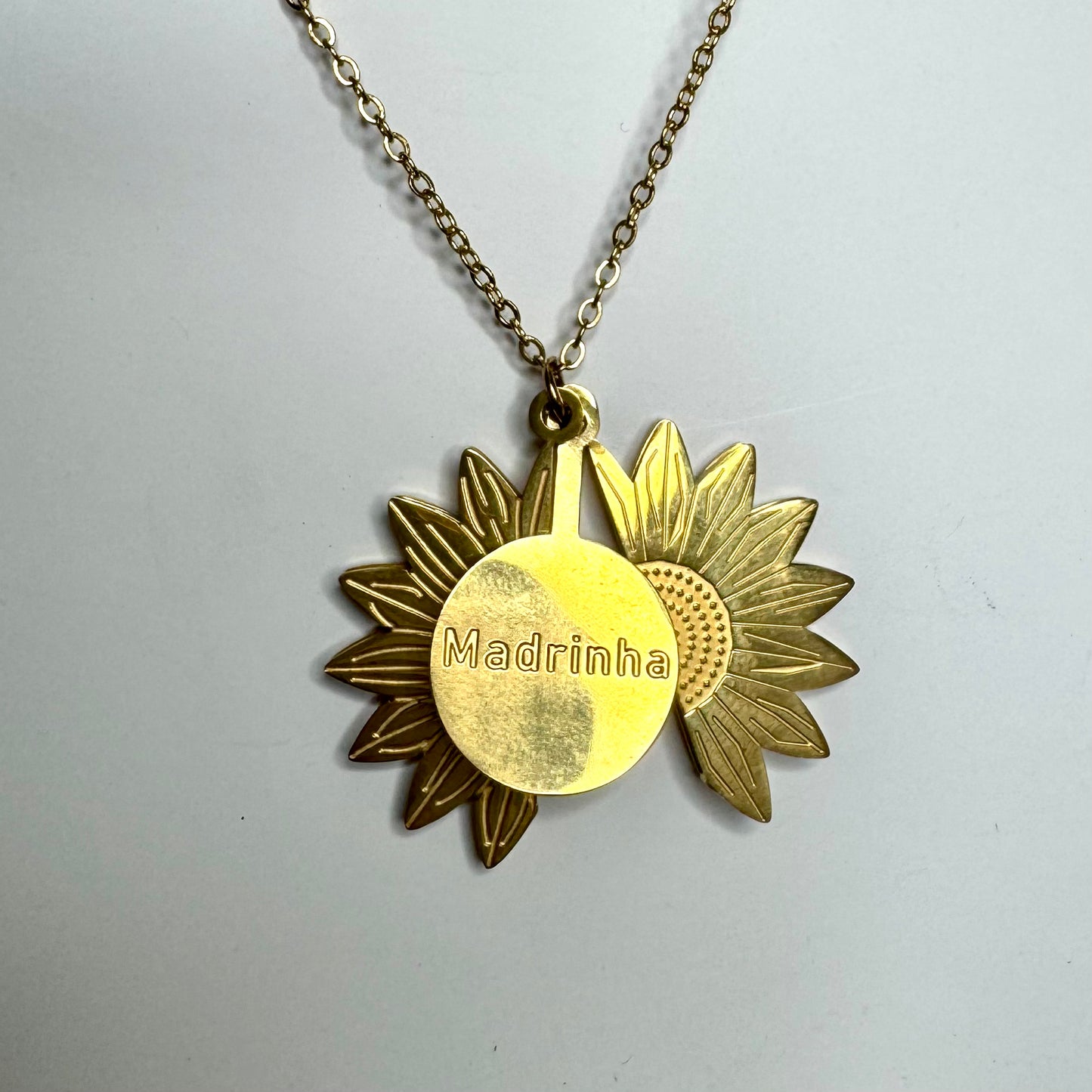 Fio Inox Dourado - Flor Inscrição Madrinha