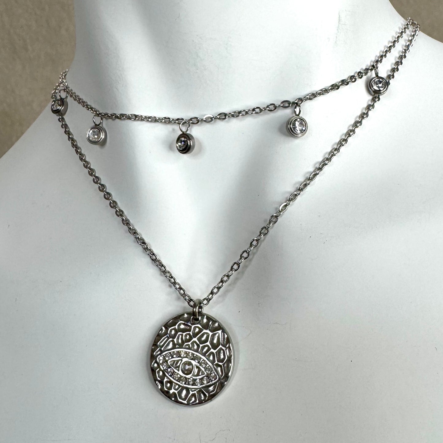 Fio Inox - Medalha Olho Brilhantes