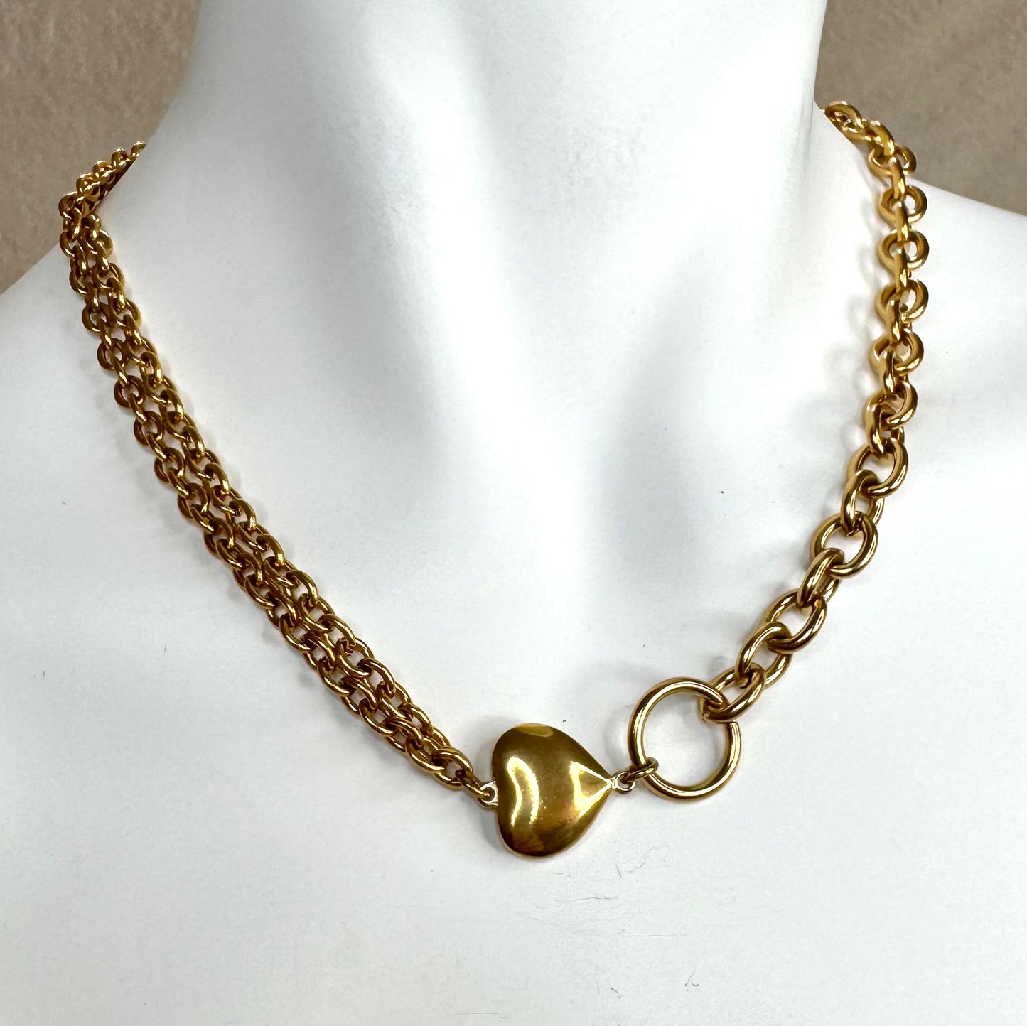 Fio Grande Inox Dourado - Coração