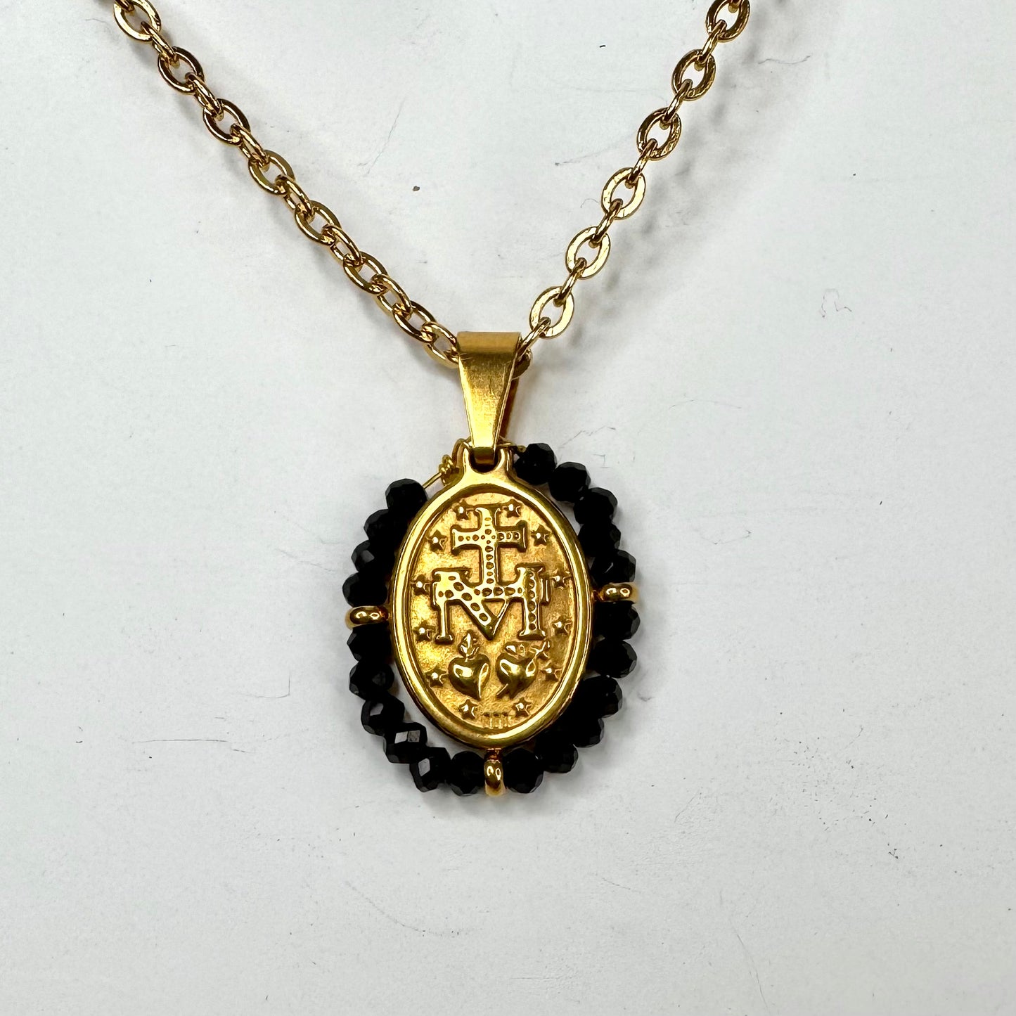 Fio Inox Dourado - Maria com pedrinhas