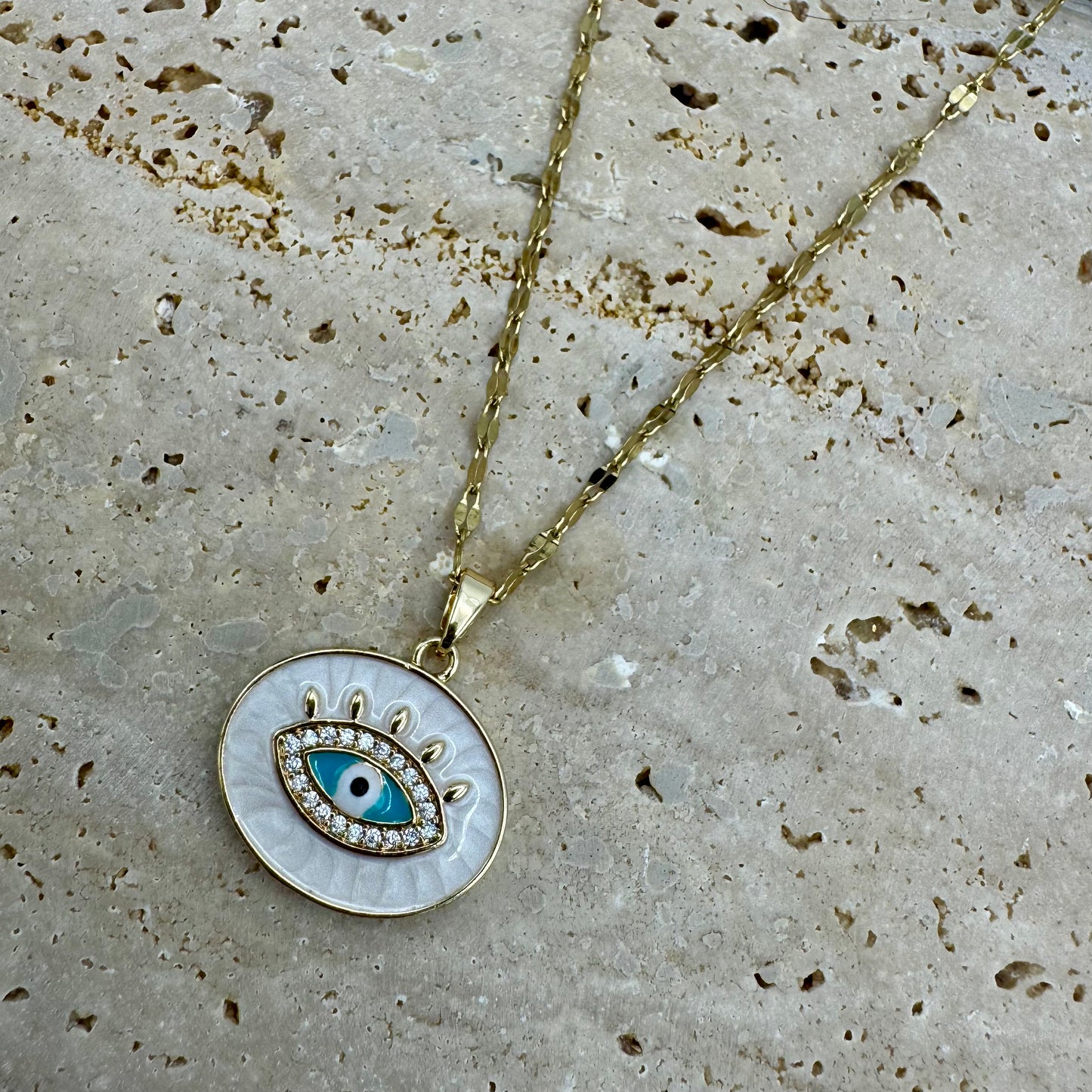 Fio Evil Eye Turquesa Chapa Dourado