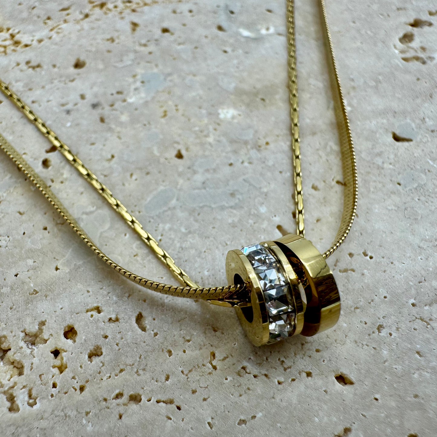Fio Corrente Dupla e Duas Argolas Dourado