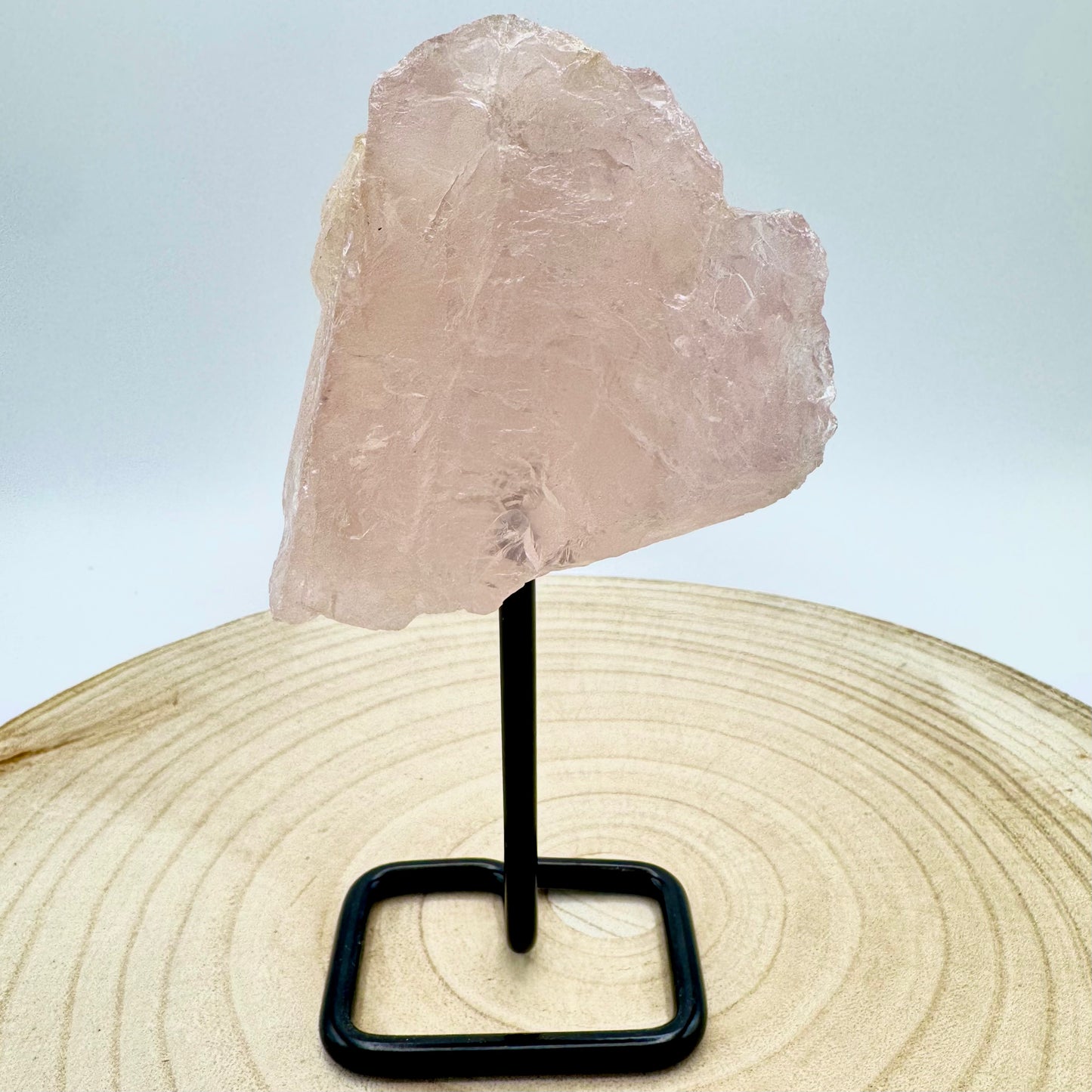 Pedra em Base de Metal, 15-18cm - Quartzo Rosa