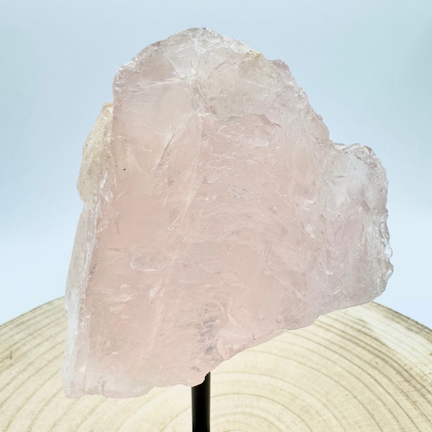 Pedra em Base de Metal, 15-18cm - Quartzo Rosa