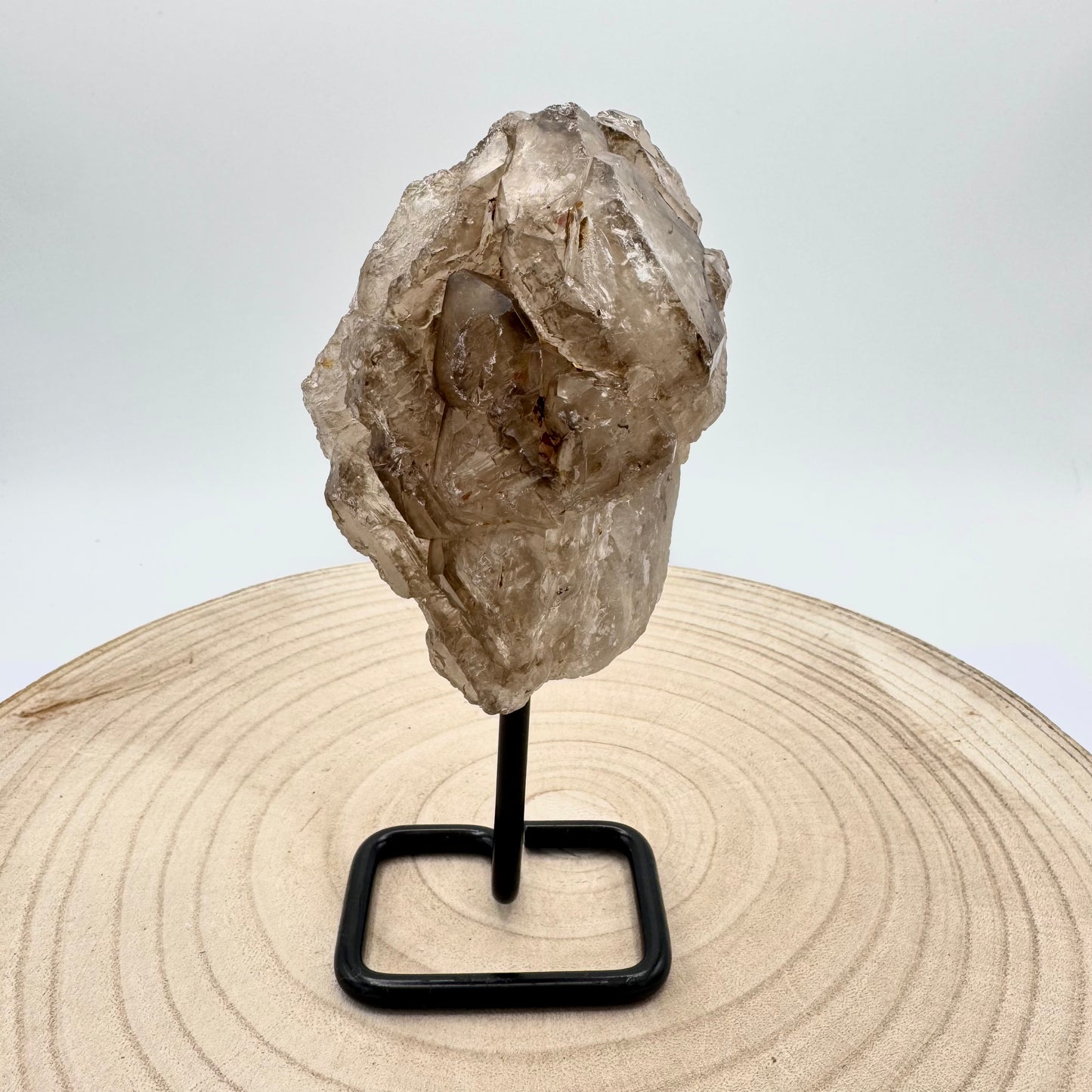 Pedra em Base de Metal, 15-18cm - Quartzo Fumê