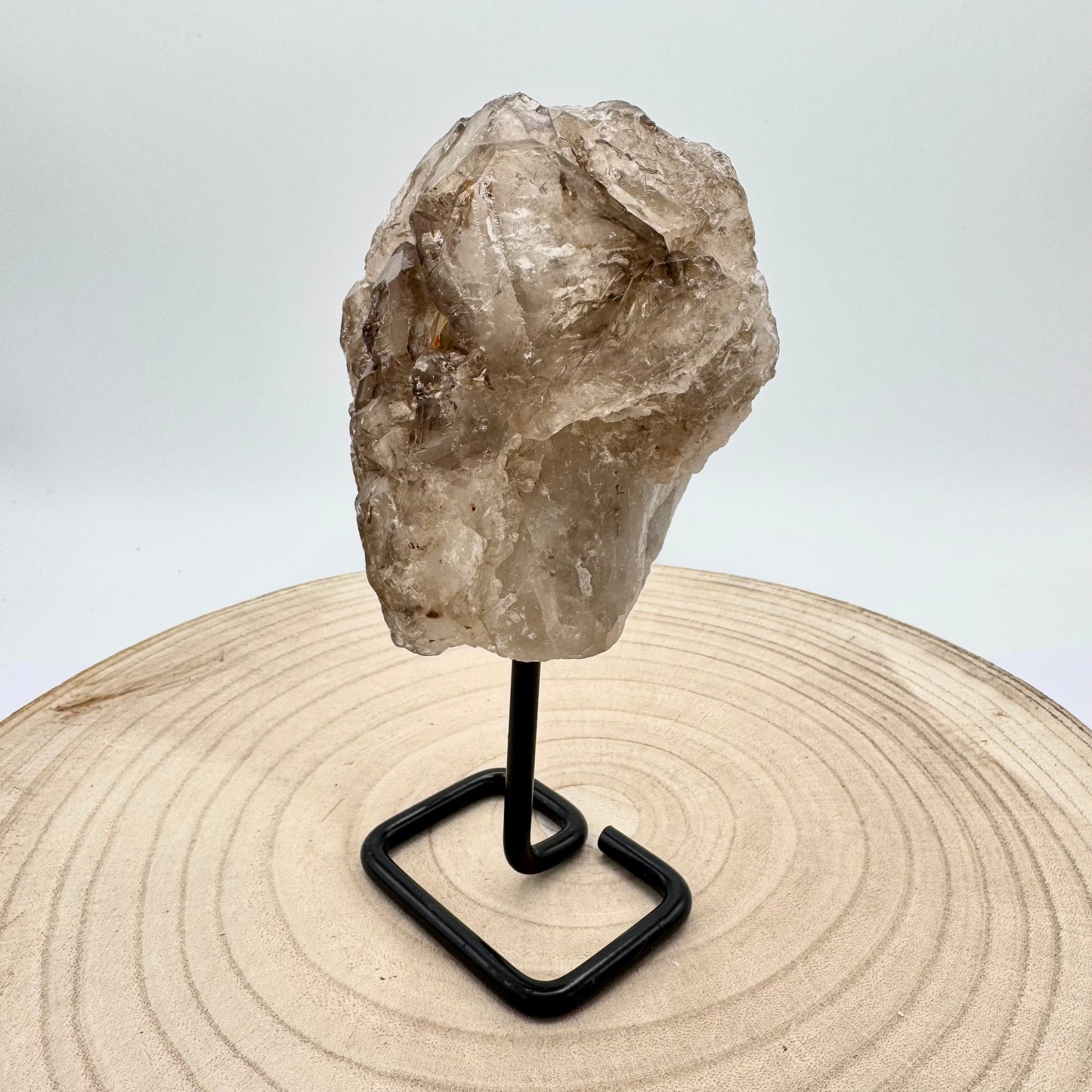 Pedra em Base de Metal, 15-18cm - Quartzo Fumê