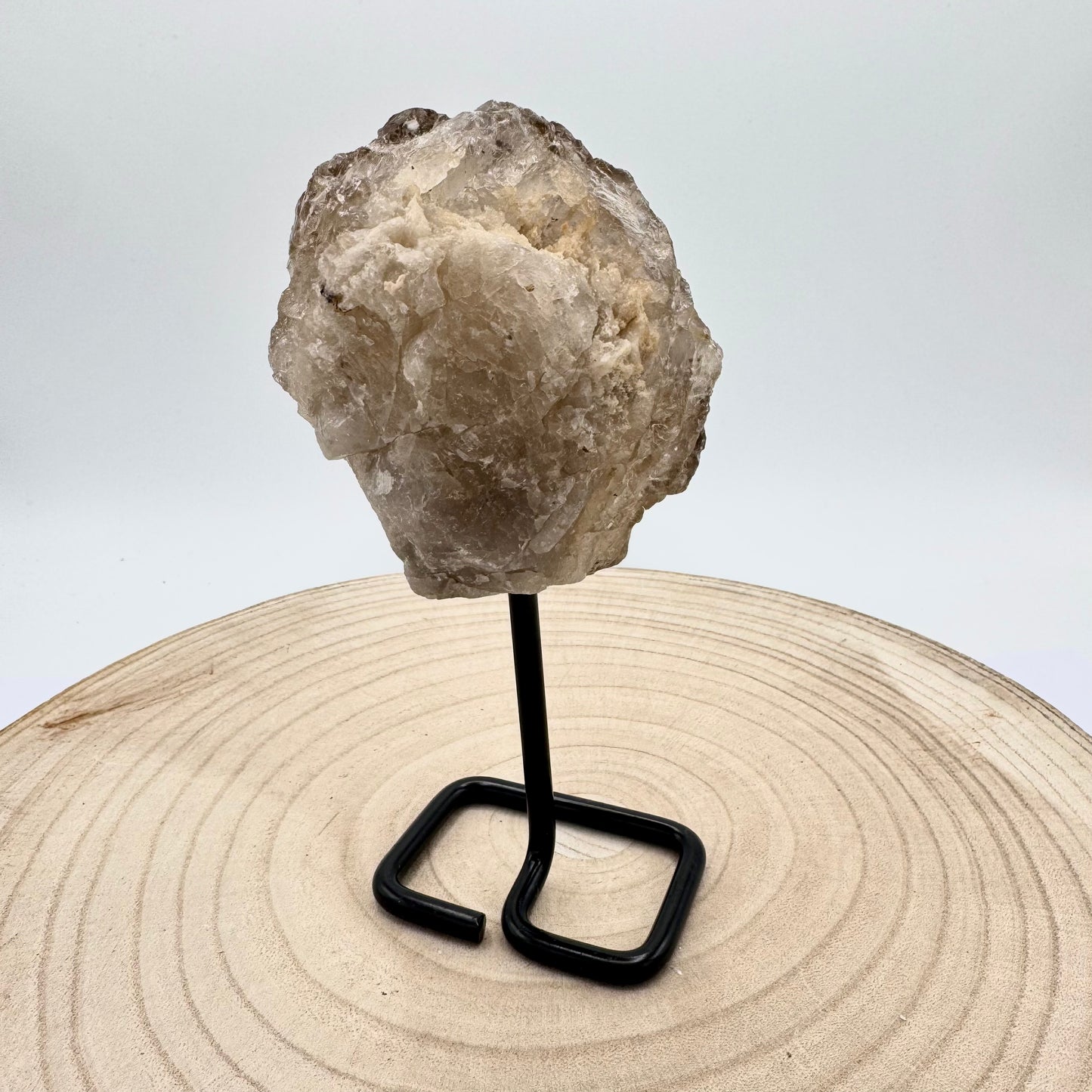 Pedra em Base de Metal, 15-18cm - Quartzo Fumê