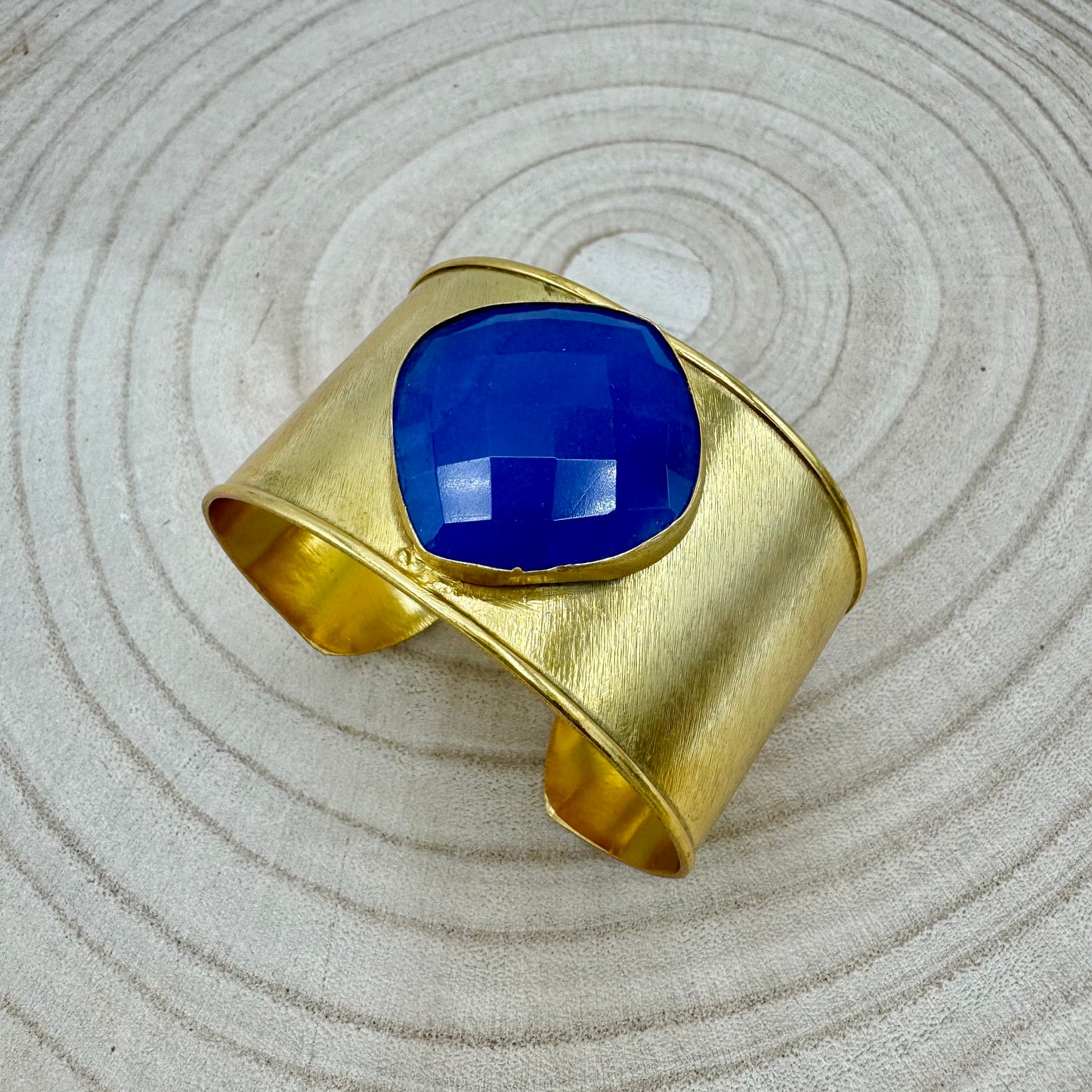 Pulseira Latão Largas, Pedras Grande (Variedades)