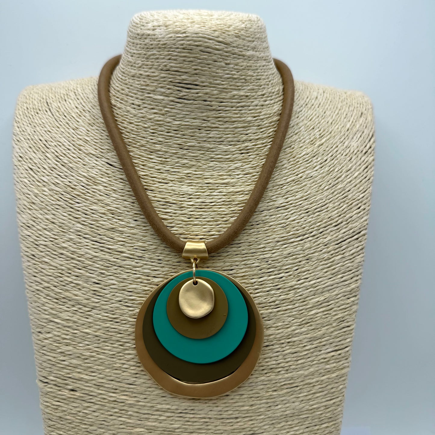 Colar Bolas Verde e Dourado